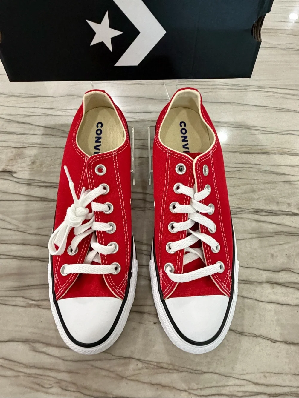 Women’s Converse Low Top Sneakers in Red - Picture 2 of 5
